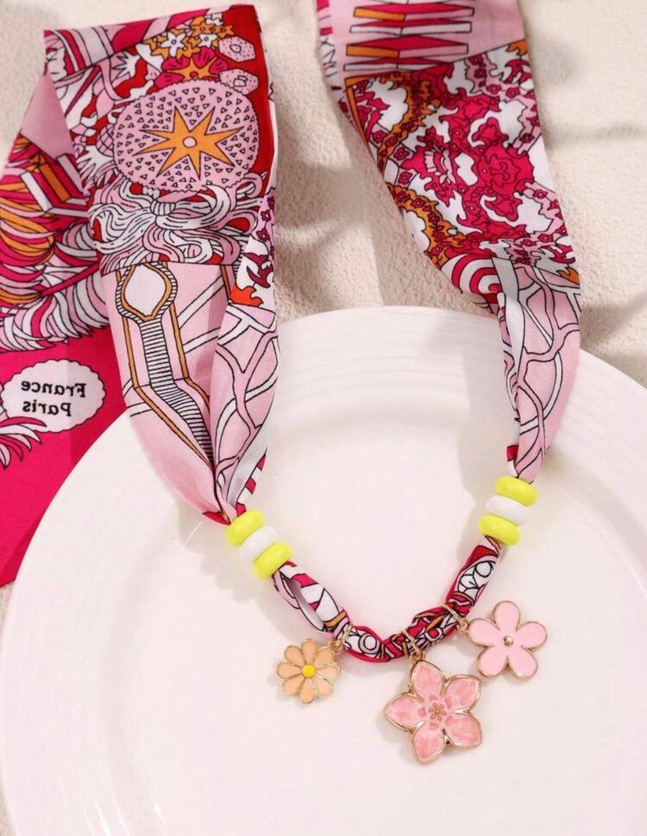 Pink flower necklace