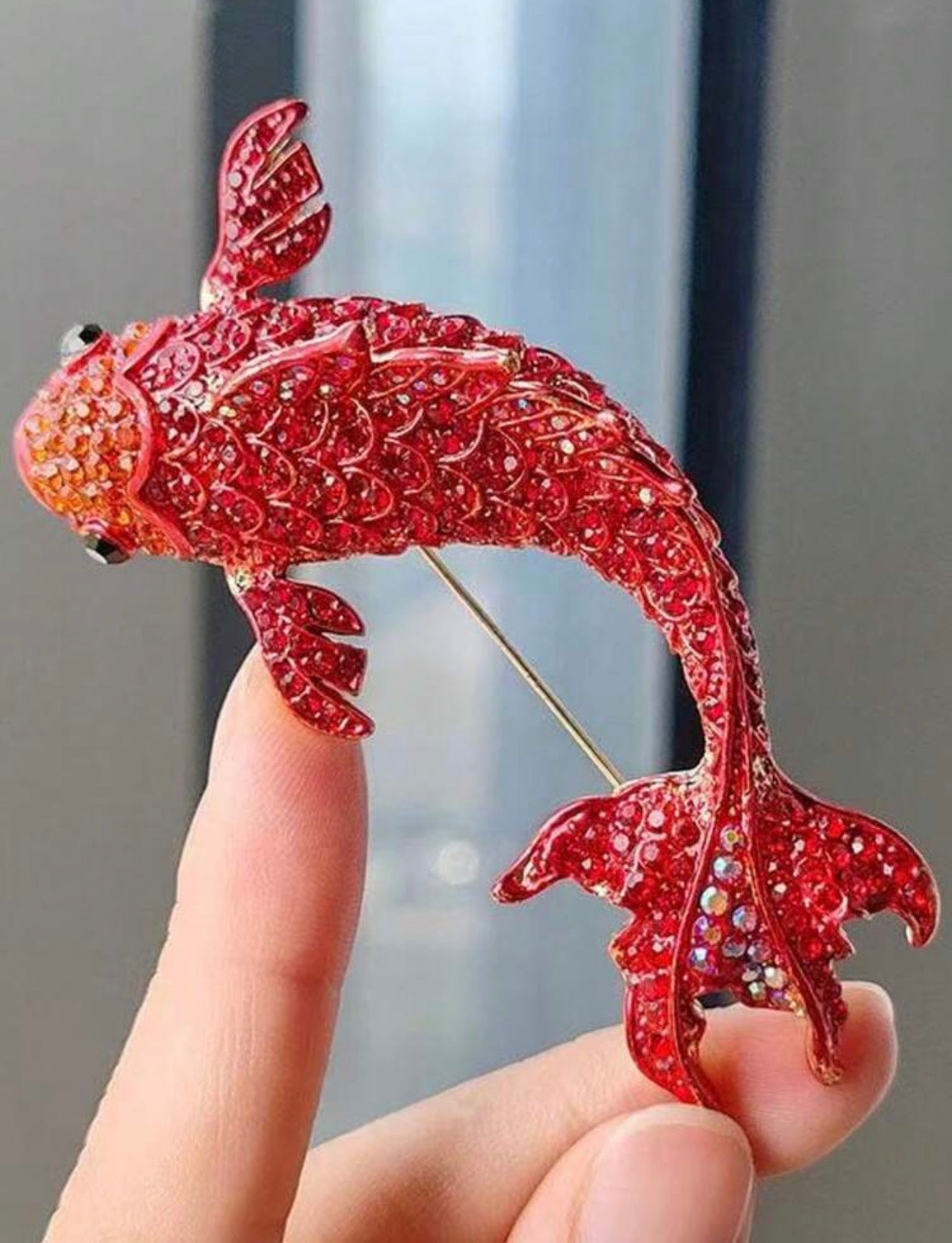 Burgundy fish pin