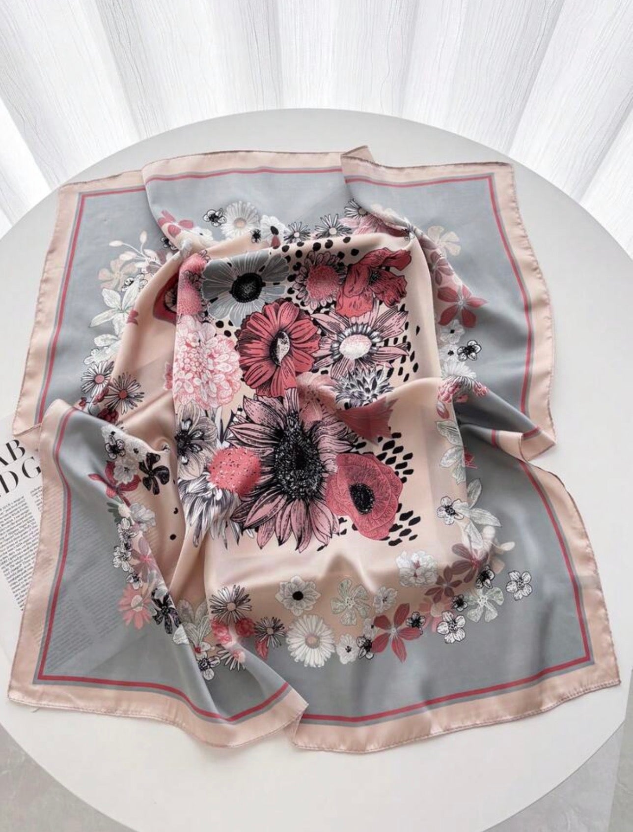 Pink floral scarf