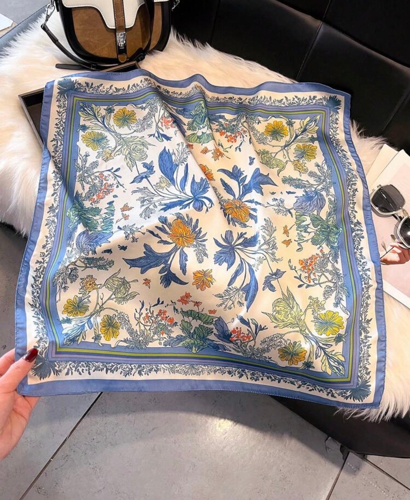 Blue floral scarf