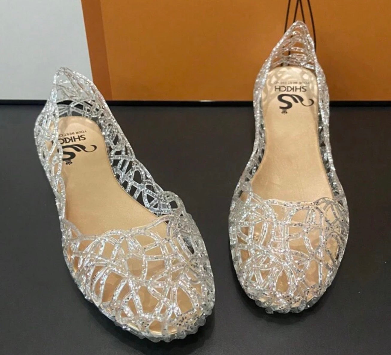 Silver beach ballerinas