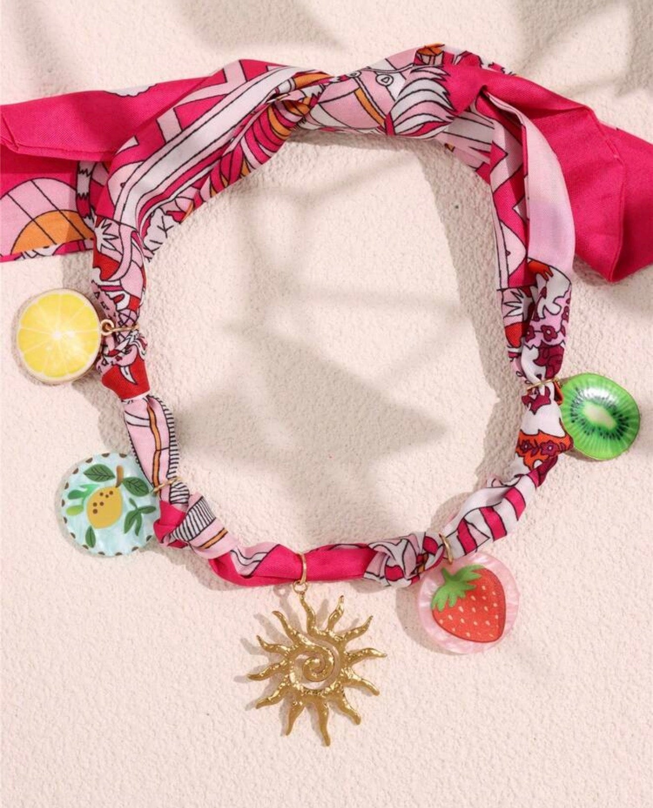 Pink fruit necklace